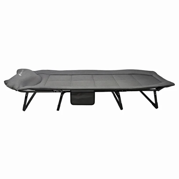 Eurocatch Faltbare Campingliege – Verstellbares Feldbett mit 5-fach Rückenlehne, 4 stabilen Klappbeinen, Seitentasche, gepolstertem Kopfteil – Kompakt & Bequem – 195×65×27 cm